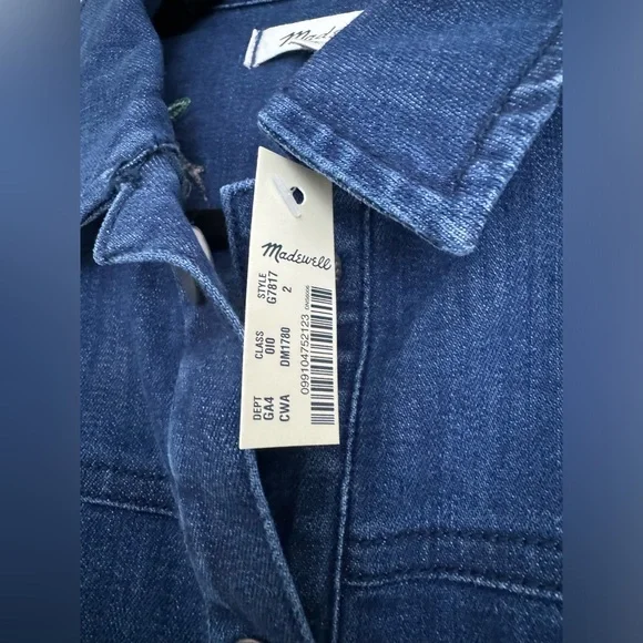 Madewell Embroidered Floral Denim Shirt Dress 2 NWT Pockets - Picture 5 of 12